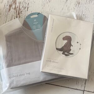 Cotton Muslin Quilted Sleep Bag, crib sheet and bottle baby bundle